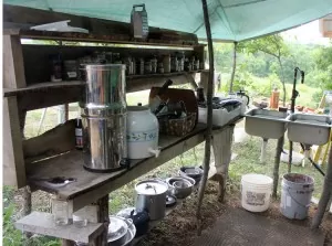 Outdoor Kitchen counter and food prep space | Homestead Honey
