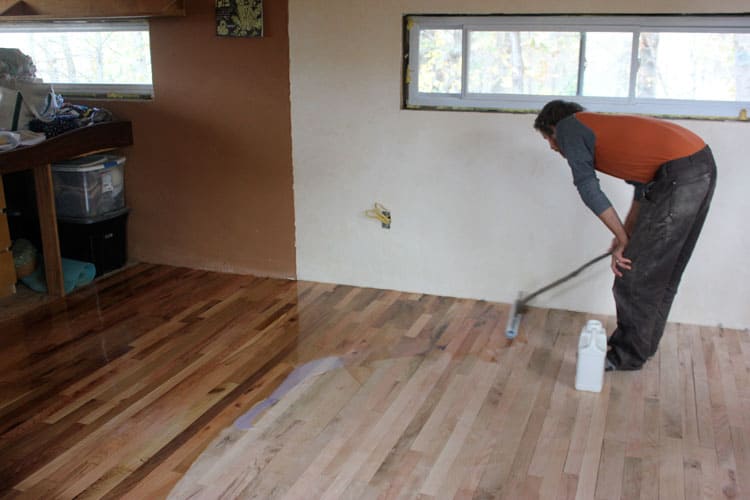 Applying a low VOC finish to the hardwood floor | Homestead Honey