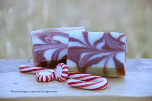 Homemade candy cane soap