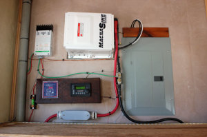 The heart of our photovoltaic system - the charge controller, inverter, trimetric and breaker box | Homestead Honey