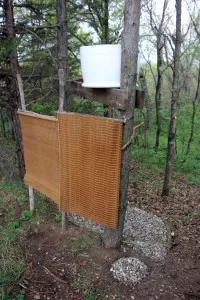 A privacy shield for a homestead outdoor shower | Homestead Honey