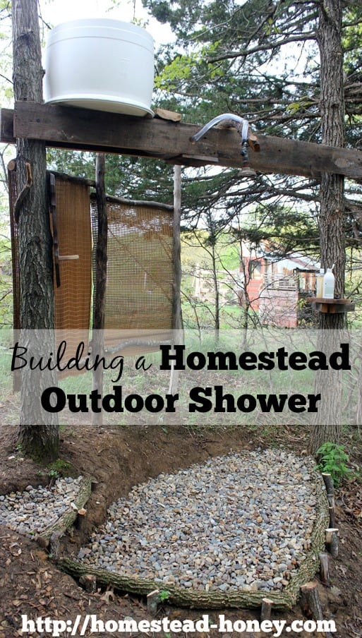 Take a tour of our homestead outdoor shower - no running water required! | Homestead Honey