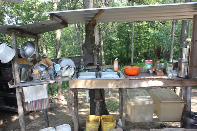 The dishwashing station of our outdoor kitchen | Homestead Honey