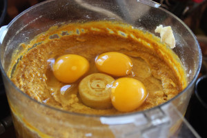 Add eggs to the filling mixture