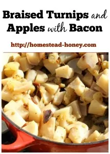 Braised turnips combine with apples and sorghum molasses to make a hearty and delicious side dish | Homestead Honey