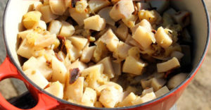 Turnips and apples combine with crisp bacon and tangy apple cider vinegar for a delicious side dish perfect for your Thanksgiving dinner. | Homestead Honey