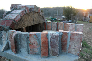 Brick pizza oven in progress