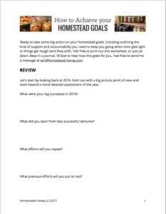 How to Achieve your Homestead Goals in 2017 - Free Downloadable Printable