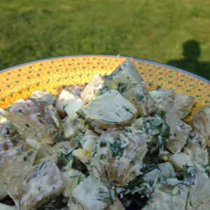 Potato Salad made with dried herbs