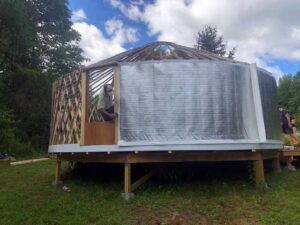 insulation on the walls of a 25 foot yurt in Vermont