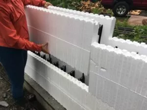 stacking ICF forms for our basement walls